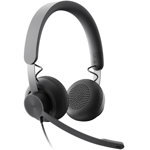 Logitech Zone USB Overhead Wired Stereo Headset UC Version with Noise Cancelling Microphone