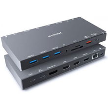view Mbeat 15-in-1 USB-C Triple Display Laptop Docking Station with 100W Power Delivery - 2x HDMI, 1x DisplayPort, 2x USB-C, 3x USB-A, 1x RJ45, SD & MicroSD Card Reader, Audio Jack