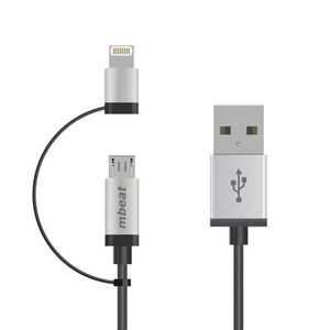 Mbeat 2-in-1 1m Lightning and Micro USB to USB 2.0 Charge & Sync Cable - Silver