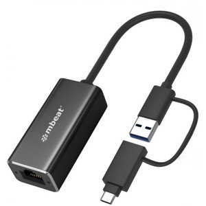 Mbeat 2-in-1 USB 3.1 Gigabit LAN Adapter with USB-C Converter