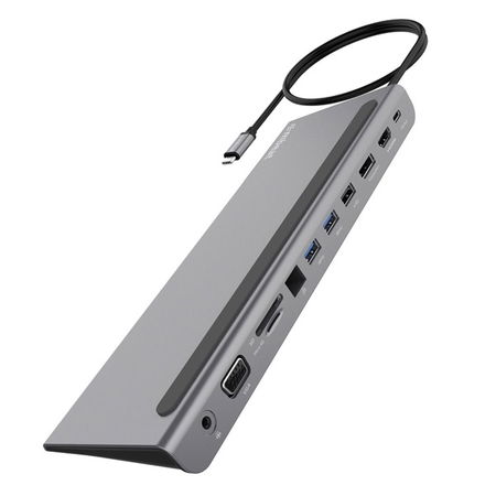 Mbeat MB-DOCK-D11 11-in-1 USB-C Triple Video Laptop Docking Station - 1x HDMI, 1x DisplayPort, 1x VGA, 3x USB-A, 1x USB-C, RJ45, Audio Jack, SD & Micro SD Card Reader