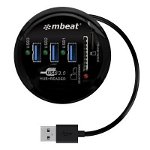Mbeat MB-HCR518 Portable 2-Port USB 3.0 Hub with Card Reader - Black