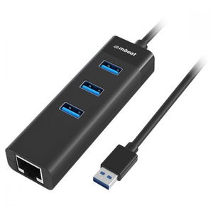 Mbeat MB-U3HE-31K USB 3.0 3-Port Hub with Gigabit Ethernet - Black