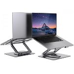 Mbeat Stage S12 Rotating Laptop Stand with USB-C Docking Station - Space Grey