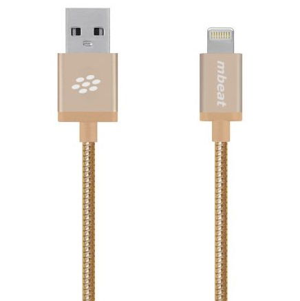 Mbeat Toughlink 1.2m Braided Lightning to USB Charge & Sync Cable - Gold