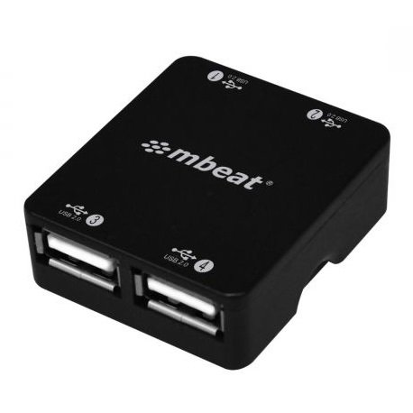 Mbeat USB-UPH110K Mini 4-Port USB 2.0 Hub - Black