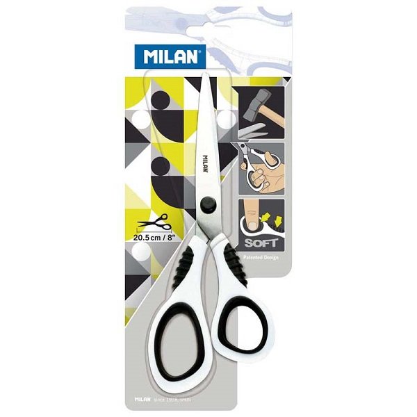 Milan 8 Inch Office Scissors - Black/White