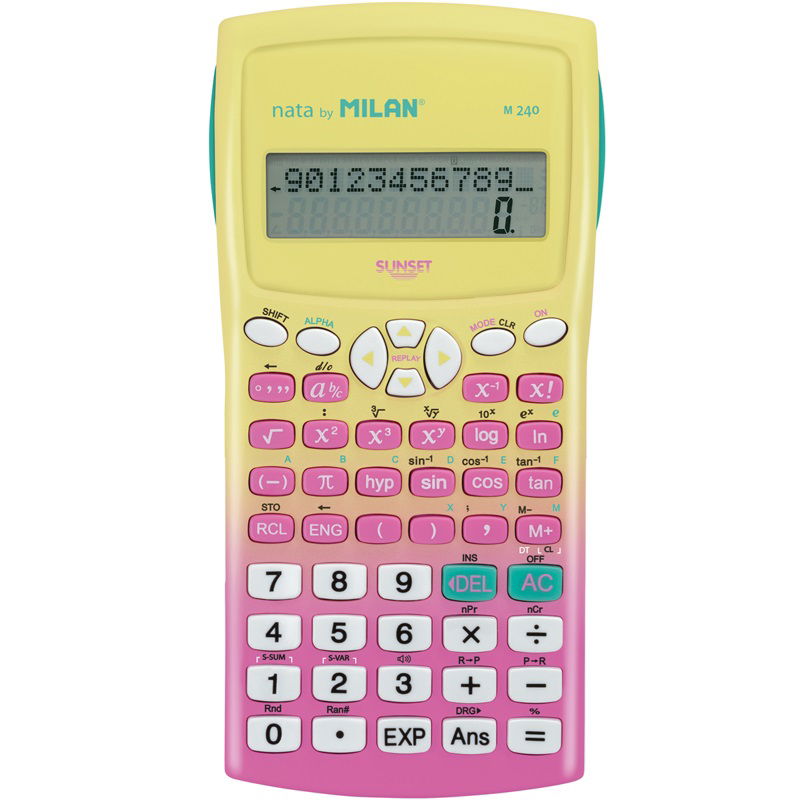 Milan M240 Scientific Calculator - Sunset Pink Yellow