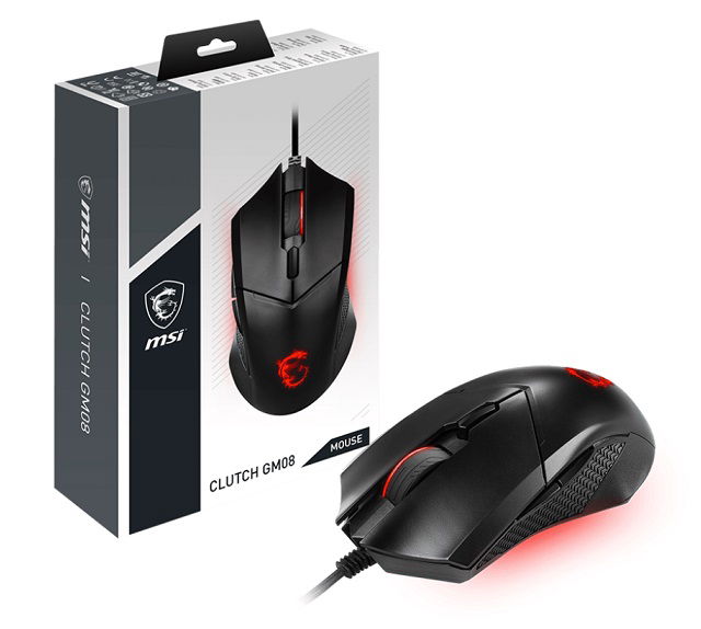 MSI Clutch GM08 Wired Gaming Mouse - Black
