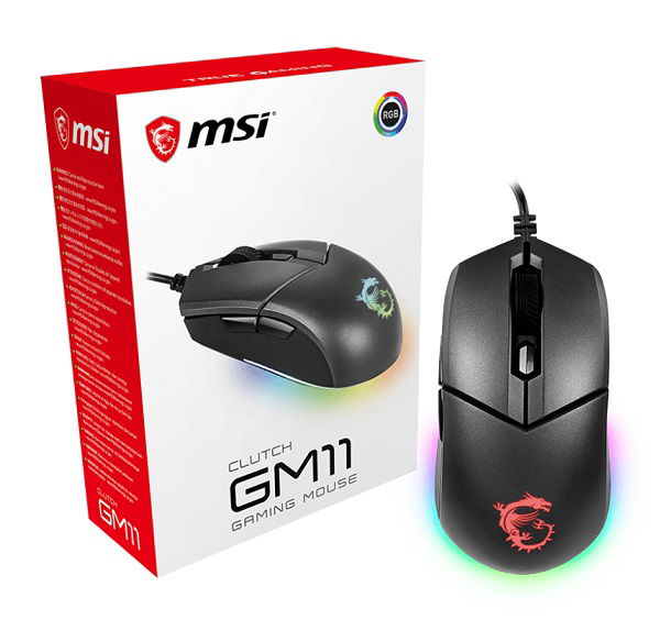 MSI Clutch GM11 RGB Wired Gaming Mouse - Black