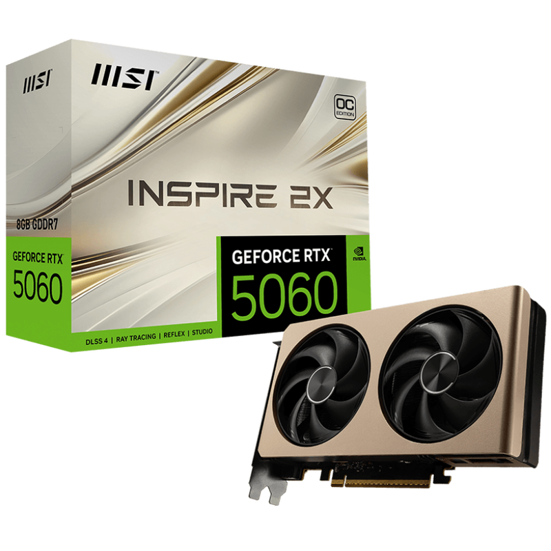 MSI GeForce RTX 5060 8G INSPIRE 2X OC 8GB GDDR7 NVIDIA Graphics Card - DisplayPort, HDMI