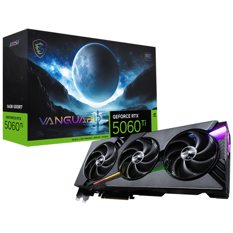 MSI GeForce RTX 5060 TI 16G VANGUARD SOC 16GB GDDR7 NVIDIA Graphics Card - DisplayPort, HDMI