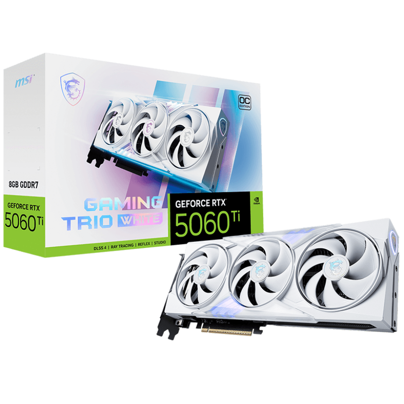 MSI GeForce RTX 5060 Ti 8G GAMING TRIO OC WHITE 8GB GDDR7 NVIDIA Graphics Card - DisplayPort, HDMI