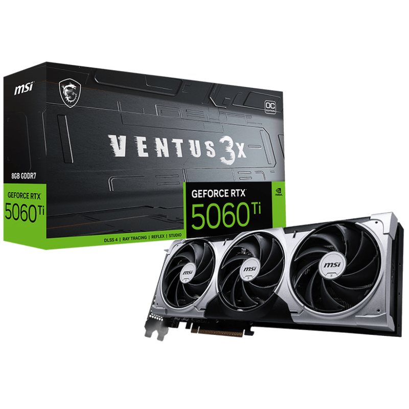 MSI GeForce RTX 5060 Ti 8G VENTUS 3X OC 8GB GDDR7 NVIDIA Graphics Card - DisplayPort, HDMI