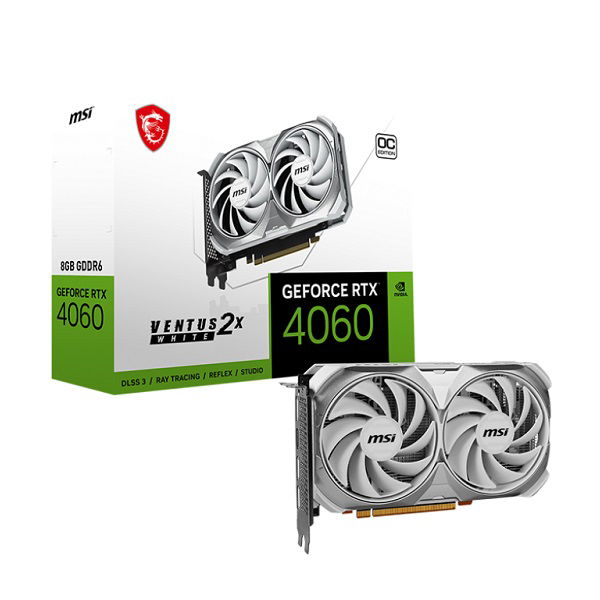 MSI GeForce RTX 4060 VENTUS 2X White 8GB GDDR6 Nvidia Graphics Card - DisplayPort, HDMI