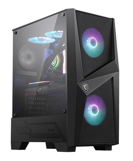 MSI Mag Forge 100R Mid Tower Case with Tempered Glass Window - Black
