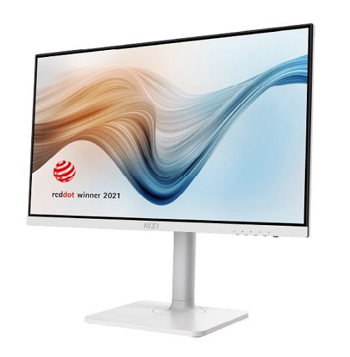 white monitor with built in speakers