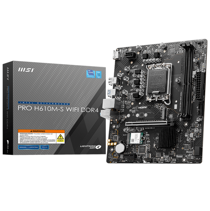 MSI PRO H610M-S WIFI DDR4 Intel LGA1700 H610 mATX Gaming Wi-Fi Motherboard