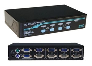 NovaView 1-4 USB/PS2 Dual Video (VGA) KVM Switch, 4X 1.8M USB Cables Included - Black