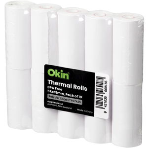 Okin 57 x 25mm Thermal Paper Roll - 10 Pack