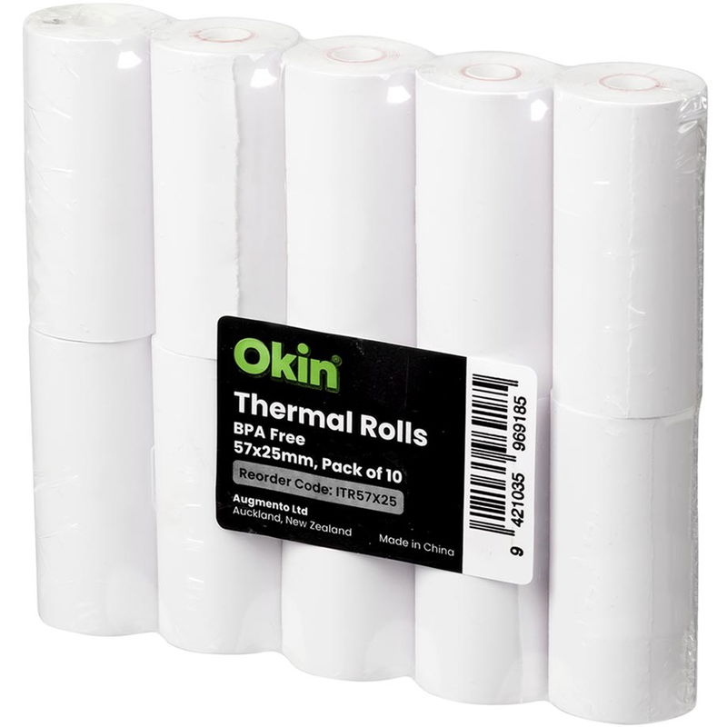 Okin 57 x 25mm Thermal Paper Roll - 10 Pack