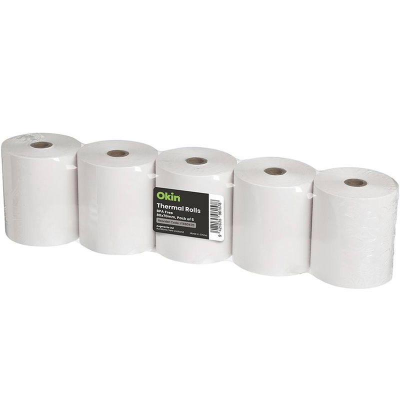 Okin 80 x 70mm Thermal Paper Roll - 5 Pack