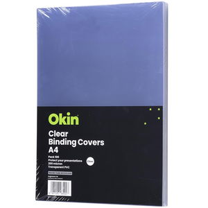 Okin A4 200 micron Binding Covers Clear - 100 Pack