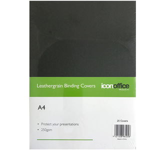 Icon A4 250gsm Binding Covers Black - 20 Pack