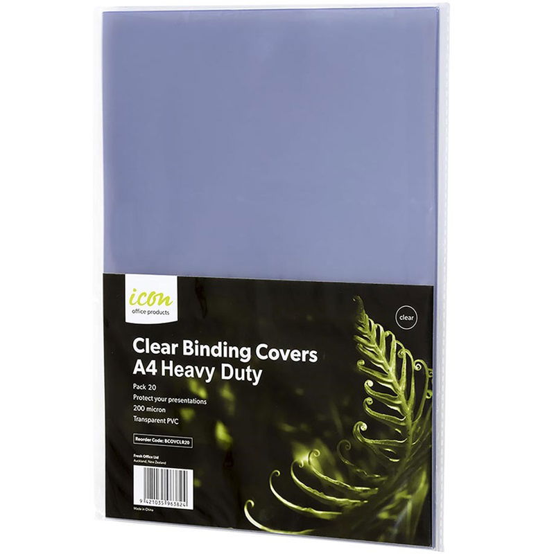 Icon A4 Binding Covers Clear - 20 Pack