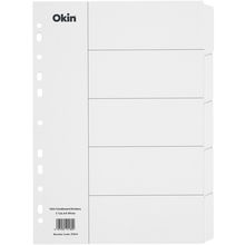 view Okin A4 Cardboard Dividers White - 5 Tabs