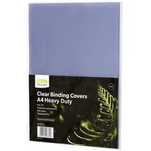 Icon A4 Heavy Duty Binding Covers Clear - 20 Pack