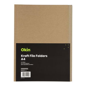 Okin A4 Kraft Manilla File Folders - 10 Pack
