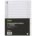 Okin A4 Polypropylene A-Z Indices - White