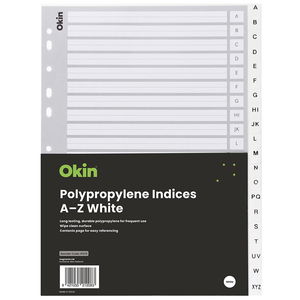 Okin A4 Polypropylene A-Z Indices - White