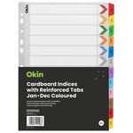 Okin A4 Reinforced Cardboard Jan-Dec Indices - Coloured