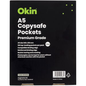 Okin A5 Premium Copysafe Pockets Clear - 100 Pack