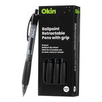 Okin Black Retractable Ballpoint Pen with Grip