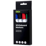 Okin Bullet Tip Whiteboard Markers Assorted - 4 Pack