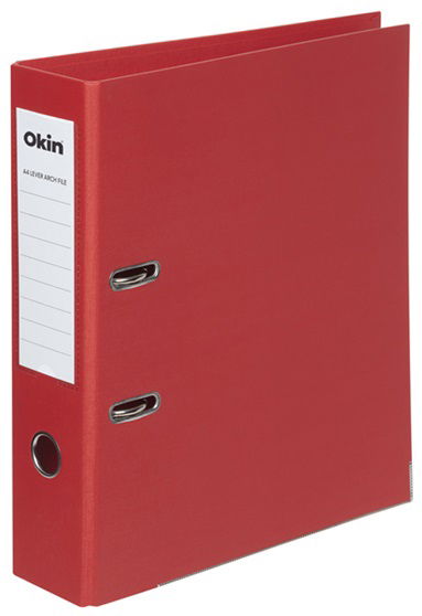 Okin Linen A4 Lever Arch File - Red