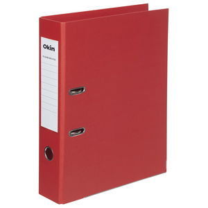 Okin Linen Foolscap Lever Arch File - Red