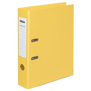 Okin Linen Foolscap Lever Arch File - Yellow
