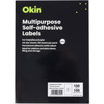 Okin 210 x 297mm Multipurpose Self-Adhesive White Labels - 100 Pack