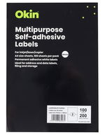 Okin 210 x 148mm Multipurpose Self-Adhesive White Labels - 200 Pack