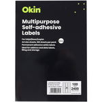 Okin 64 x 33.86mm Multipurpose Self-Adhesive White Labels - 2400 Pack