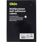 Okin 38.1 x 21.2mm Multipurpose Self-Adhesive White Labels - 6500 Pack