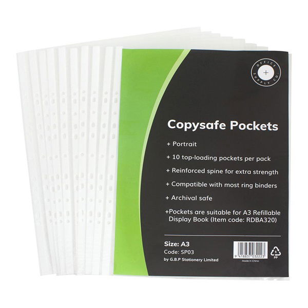 OSC A3 Copysafe Pockets Clear - 10 Pack