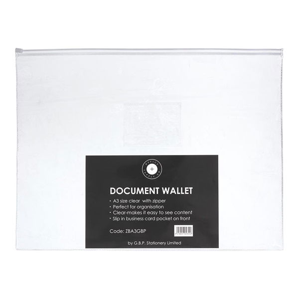 Okin A3 Zip Closure Document Wallet Clear - 5 Pack