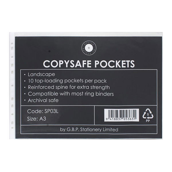 OSC A3 Landscape Copysafe Pockets Clear - 10 Pack