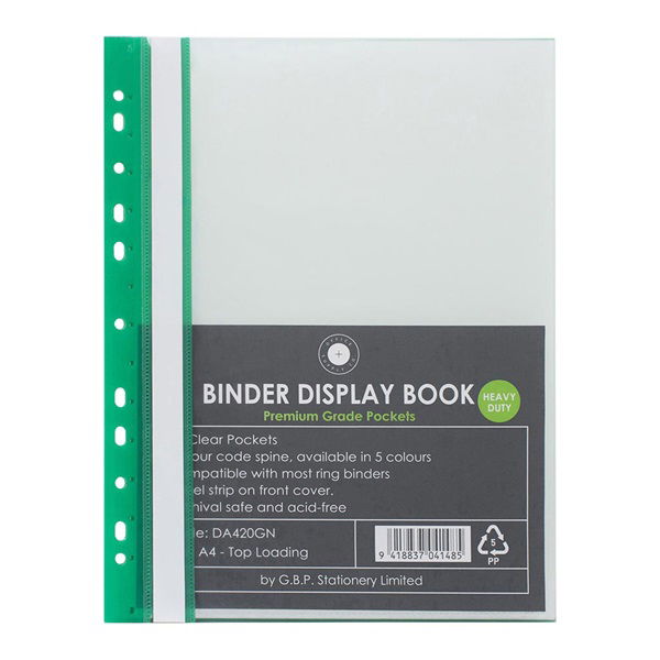 Okin A4 Binder Display Book Green - 20 Pocket