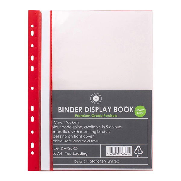 Okin A4 Binder Display Book Red - 20 Pocket